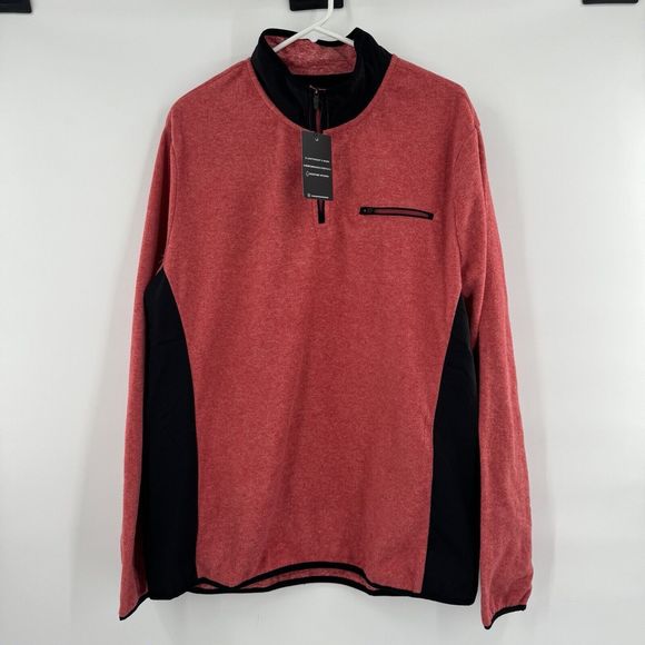 MSX by Michael Strahan 1/4 Zip Lightweight Fleece Red Black NWT Size XL - Picture 2 of 9